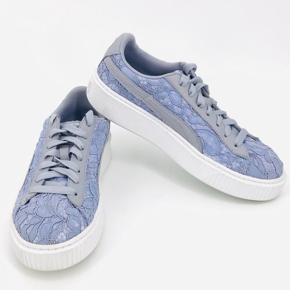 Puma Shoes - PUMA LAVENDER LEATHER & LACE SNEAKERS SZ 9
